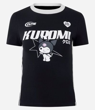 Remera en Algodón con Estampa de Kuromi y Detalle Contrastante 5