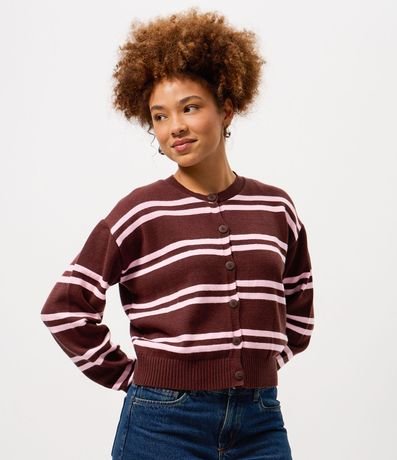 Cardigan corto en Punto Listrado con Abotonado 3