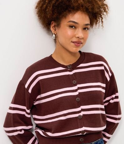 Cardigan corto en Punto Listrado con Abotonado 4