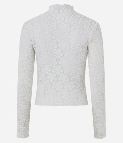 Blusa en Encaje Floral con Cuello Alto 7