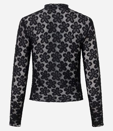 Blusa en Encaje Floral con Cuello Alto 7
