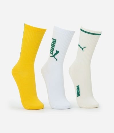 Kit 03 Medias Caña Larga Deportivas en Algodón Puma 2
