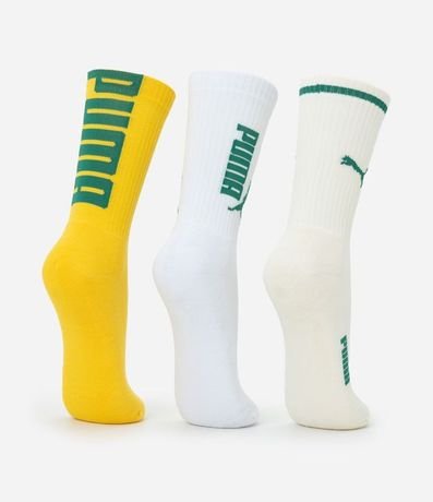 Kit 03 Medias Caña Larga Deportivas en Algodón Puma 3