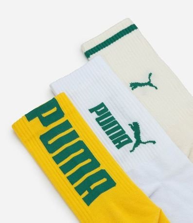 Kit 03 Medias Caña Larga Deportivas en Algodón Puma 4