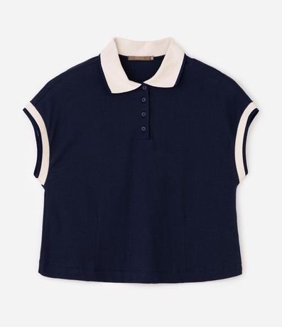 Blusa Boxy en Malla Piquet con Cuello Polo Curve & Plus Size 4