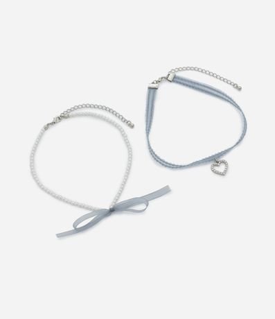 Kit 02 Collares Infantil con Colgante Corazón y Perlas – Talle U 2