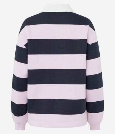 Buzo Algodón con Estampa de Rayas y Cuello Polo 6