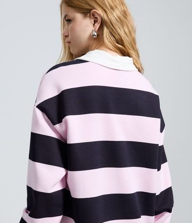 Buzo Algodón con Estampa de Rayas y Cuello Polo 4
