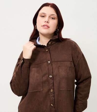Camisa Overshirt Gamuza con Botones Curve & Plus Size 3