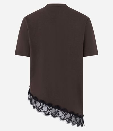 Remera Alargada en Algodón con Ruedo Asimétrico en Encaje 7