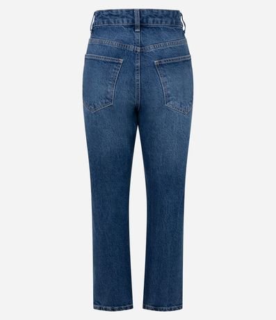 Pantalón Recto Cropped Jeans con Cintura Alta y Botones en el Ruedo 6