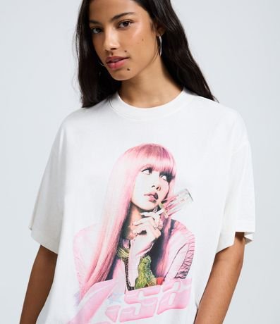 Remera Boxy Estampada con Cantora Lisa en Algodón 3