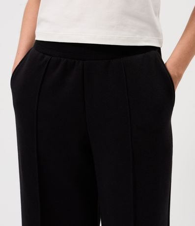 Pantalón Wide Leg en Algodón con Friso Delantero 3