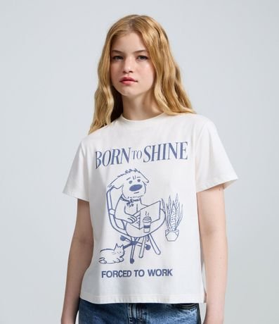 Remera en Algodón con Estampado Perro Born to Shine