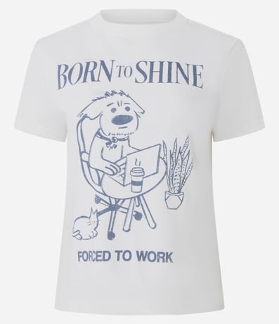 Remera en Algodón con Estampado Perro Born to Shine