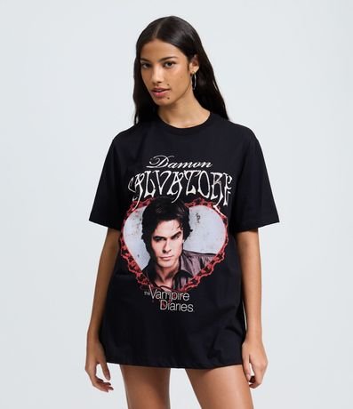 Remera en Algodón con Estampa de Damon Salvatore