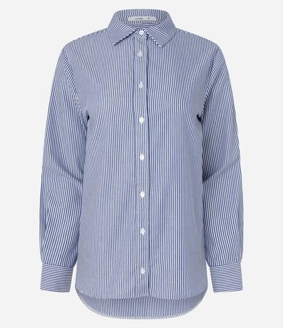 Camisa en Tricolina con Abotonado y Estampa Rayas en Hilo Teñido 5