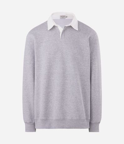 Buzo de Algodón con Cuello Polo Contrastante 5