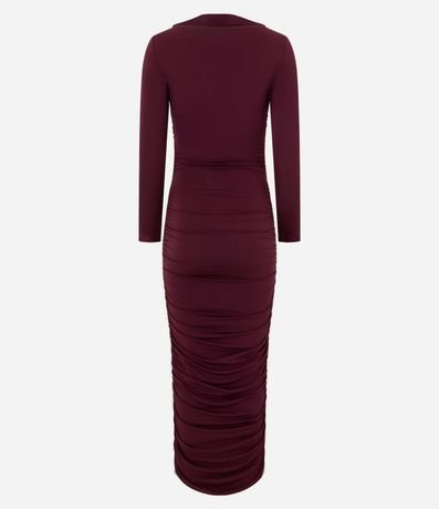 Vestido Midi en Microfibra con Escote Canoa y Frunzidos Laterales 2