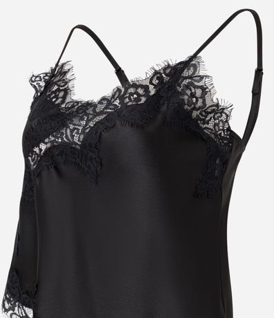 Blusa Femenina en Satén con Encaje y Tirantes Regulables 2