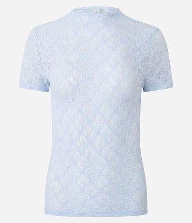 Blusa Manga Corta en Encaje con Textura Floral 5