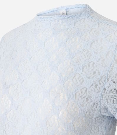 Blusa Manga Corta en Encaje con Textura Floral 6