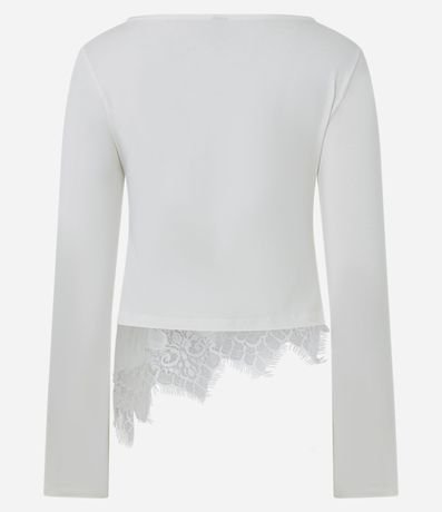 Blusa Femenina en Algodón con Cuello Bote y Detalle de Encaje 7
