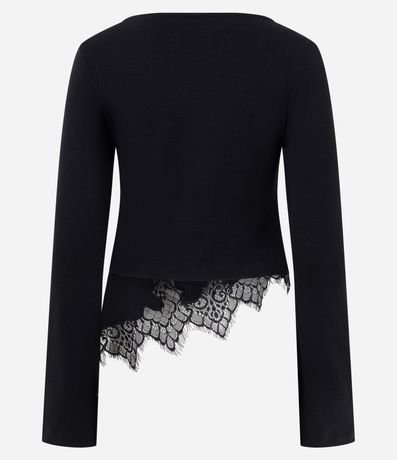 Blusa Femenina en Algodón con Cuello Bote y Detalle de Encaje 2