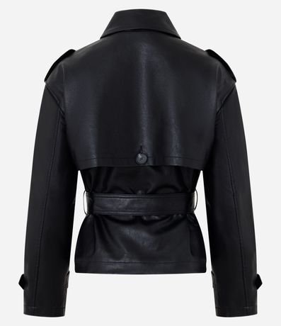 Campera en PU con Lazo y Botones Delanteros 7
