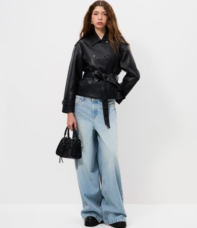 Campera en PU con Lazo y Botones Delanteros 2