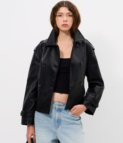 Campera en PU con Lazo y Botones Delanteros 3