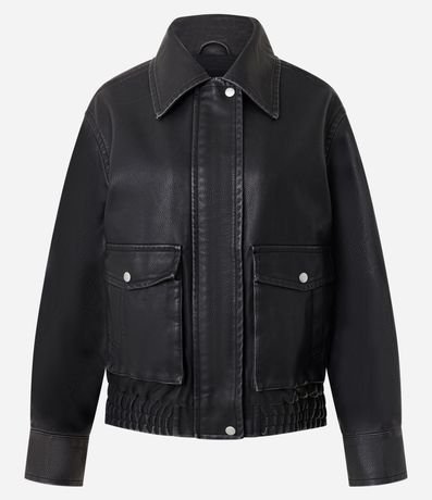 Campera Oversized en PU con Bolsillo 5