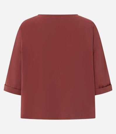 Blusa Amplia en Viscosa con Aplicación de Bolsillo Delantero 2