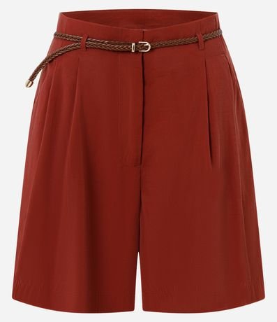 Short Suelto con Cinturón Fino en Rafia