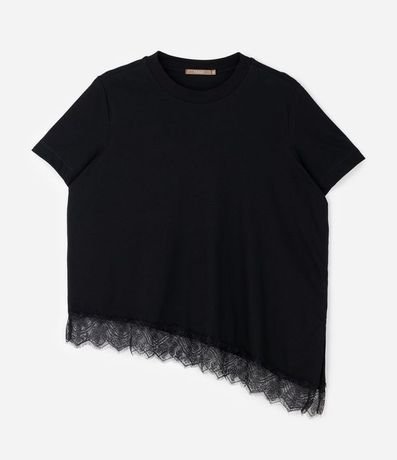 Blusa Manga Corta con Encaje Irregular en el Ruedo Curve & Plus Size 4