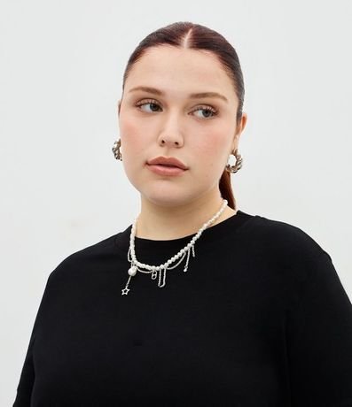Blusa Manga Corta con Encaje Irregular en el Ruedo Curve & Plus Size 3