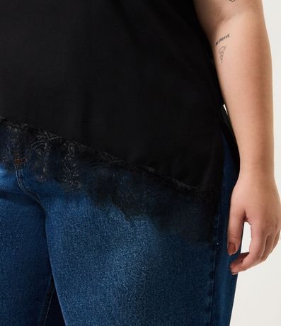 Blusa Manga Corta con Encaje Irregular en el Ruedo Curve & Plus Size 4