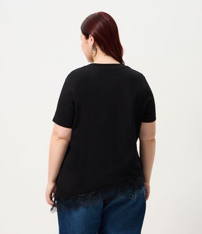 Blusa Manga Corta con Encaje Irregular en el Ruedo Curve & Plus Size 5