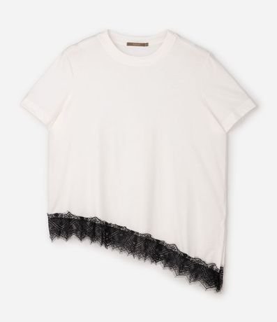 Blusa Manga Corta con Encaje Irregular en el Ruedo Curve & Plus Size 6