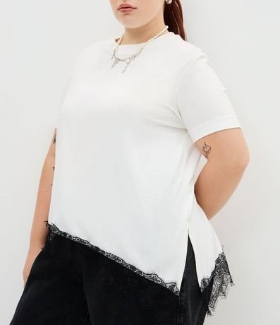 Blusa Manga Corta con Encaje Irregular en el Ruedo Curve & Plus Size 3