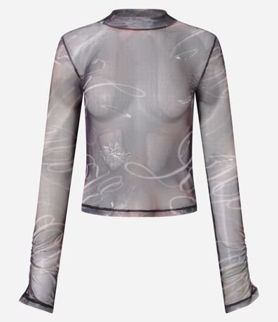 Blusa en Tul con Estampado Abstracto 5