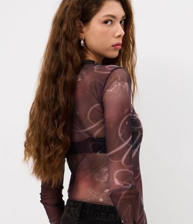 Blusa en Tul con Estampado Abstracto 4