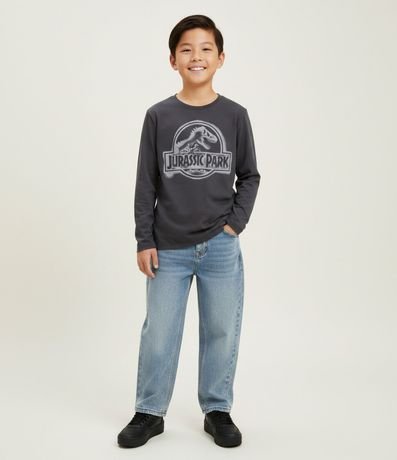 Remera Manga Larga Jurassic Park Outline - Talle 5 a 14 años