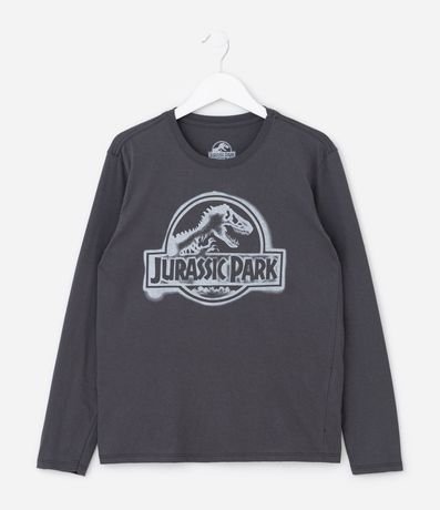 Remera Manga Larga Jurassic Park Outline - Talle 5 a 14 años 2
