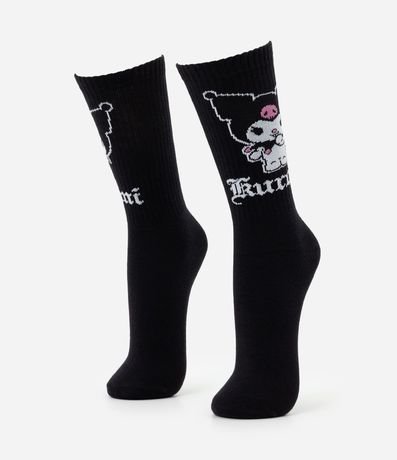 Media Caña Larga con Estampa de Kuromi de Hello Kitty