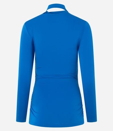 Blusa Fruncida en Microfibra con Escote V y Cuello Lazo 6