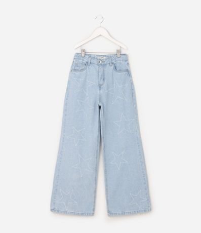 Pantalón Infantil Jeans Wide Leg con Estrellas - Talle 5 a 16 años