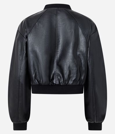 Campera Bomber en PU con Cuello Alto 6