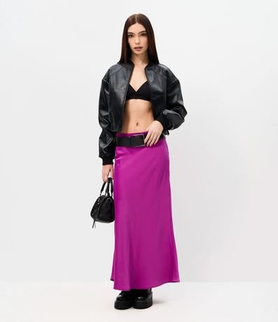 Campera Bomber en PU con Cuello Alto 2