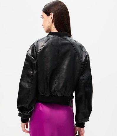 Campera Bomber en PU con Cuello Alto 4
